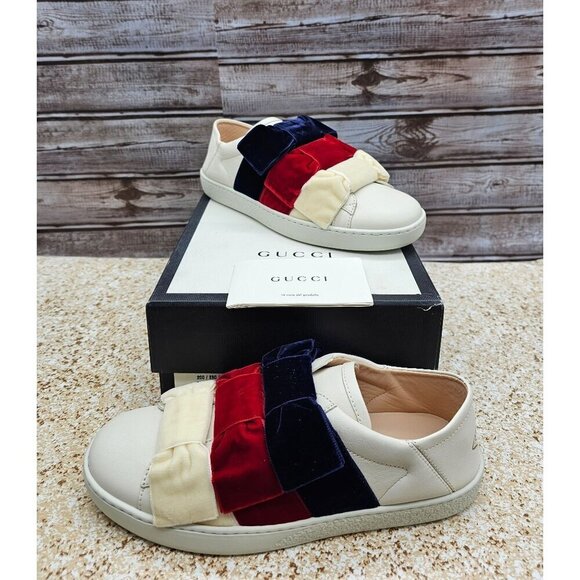 Gucci Ace Bow Low White-Multicolor Women's Sneakers Size 36 - Picture 1 of 12
